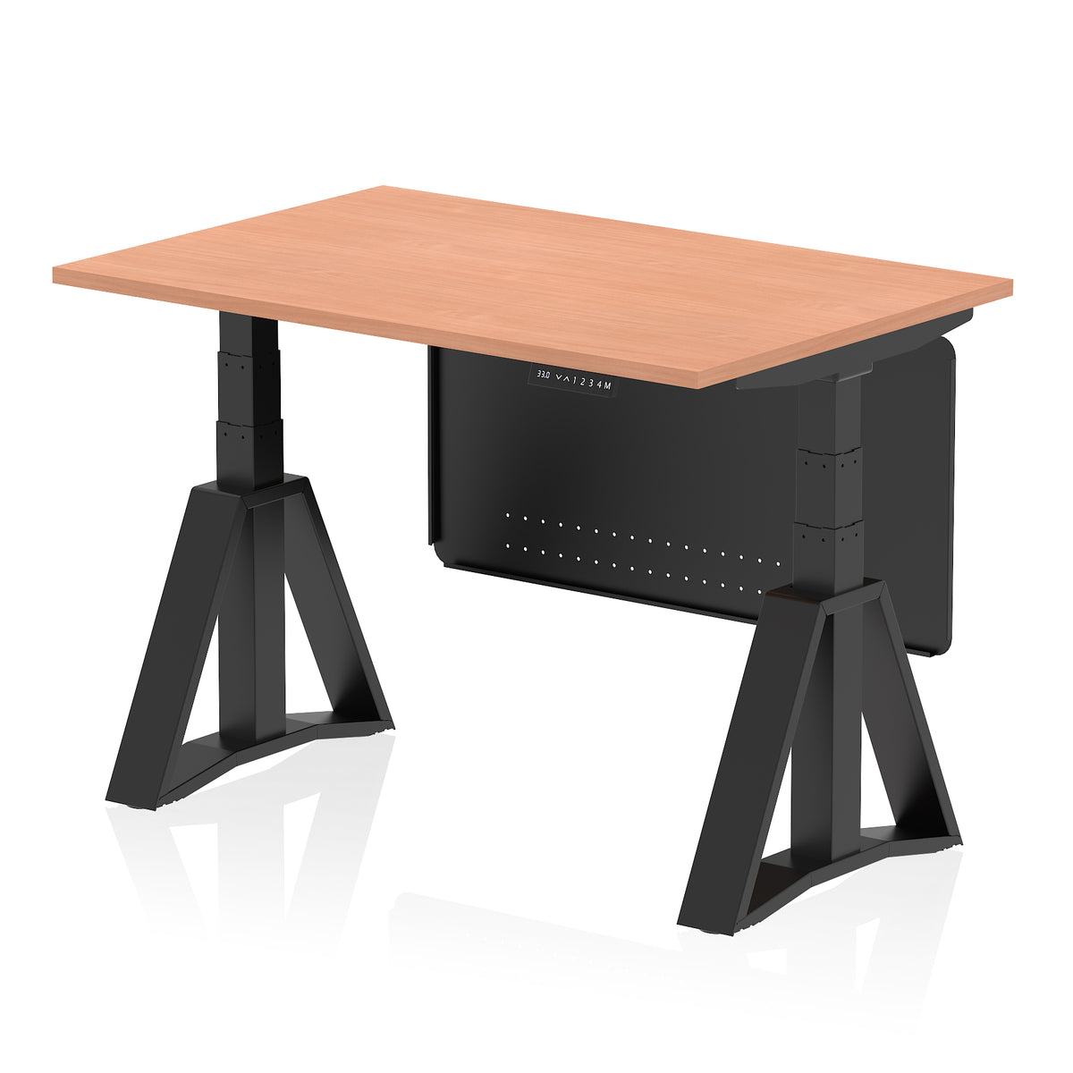 Air Height-Adjustable Desk with Steel Modesty Panel 1200 Beech Black - Industrious Decor