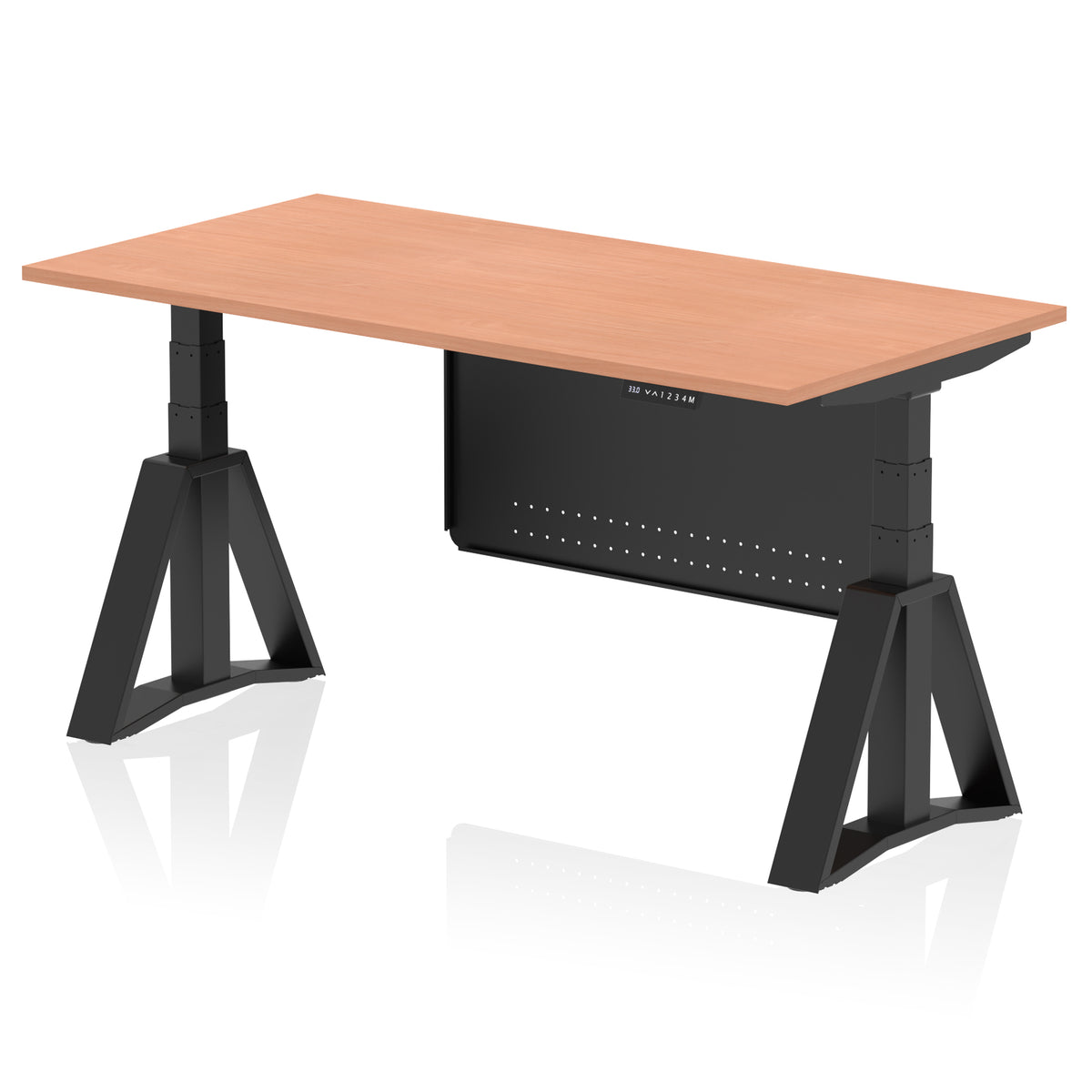 Air Height-Adjustable Desk with Steel Modesty Panel 1600 Beech Black - Industrious Decor