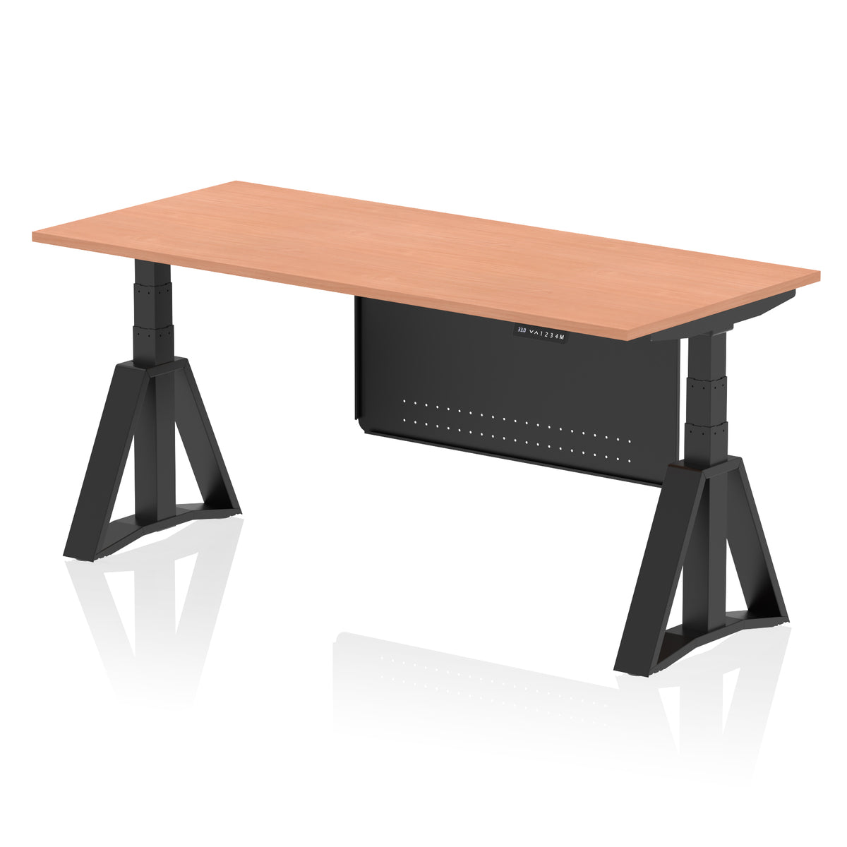 Air Height-Adjustable Desk with Steel Modesty Panel 1800 Beech Black - Industrious Decor