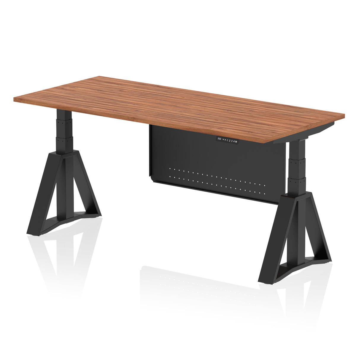 Air Height-Adjustable Desk with Steel Modesty Panel 1800 Walnut Black - Industrious Decor