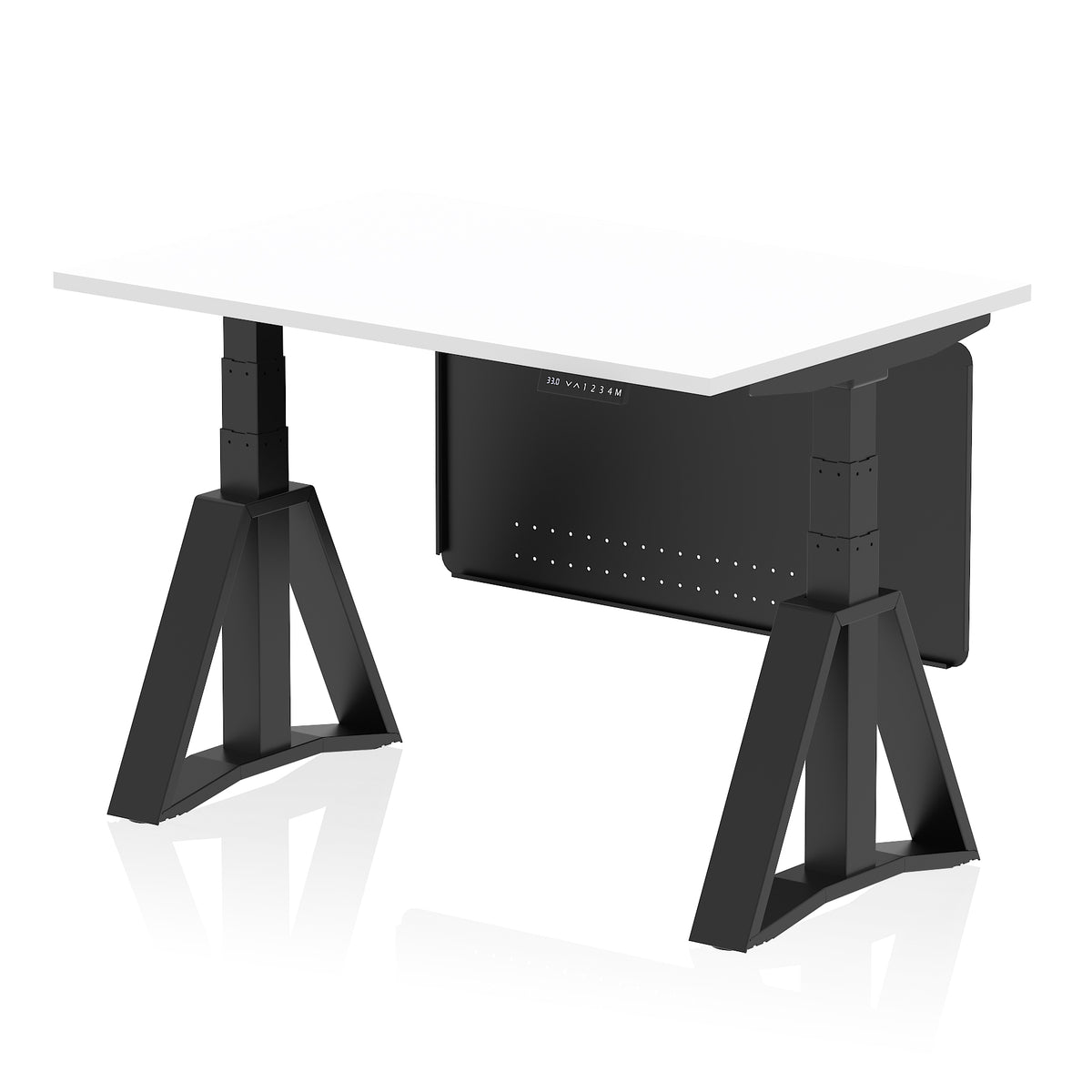 Air Height-Adjustable Desk with Steel Modesty Panel 1200 White Black - Industrious Decor