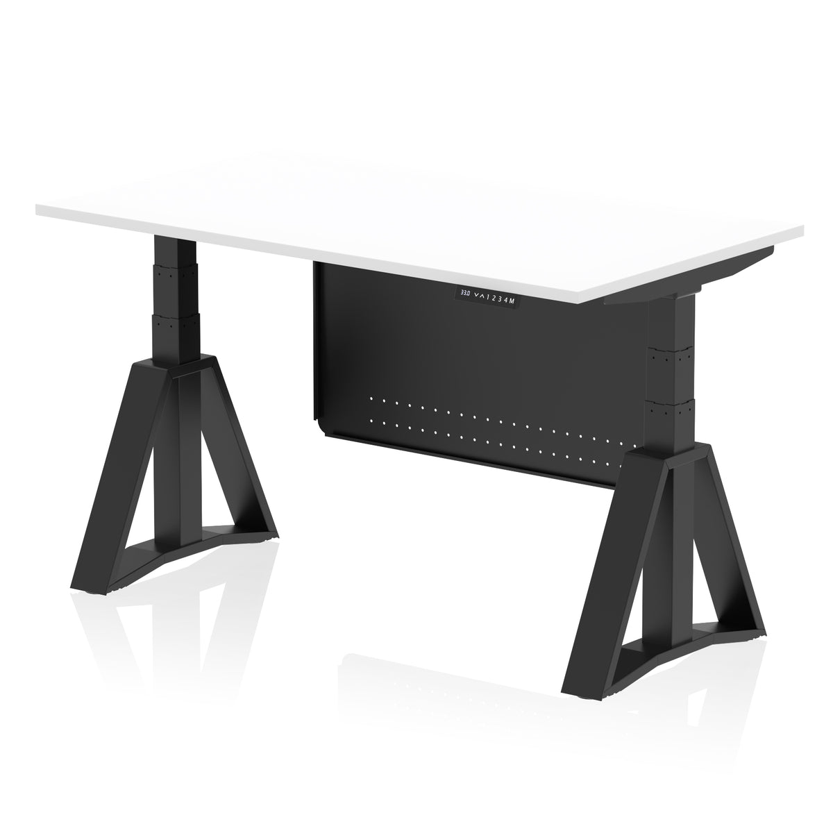 Air Height-Adjustable Desk with Steel Modesty Panel 1400 White Black - Industrious Decor