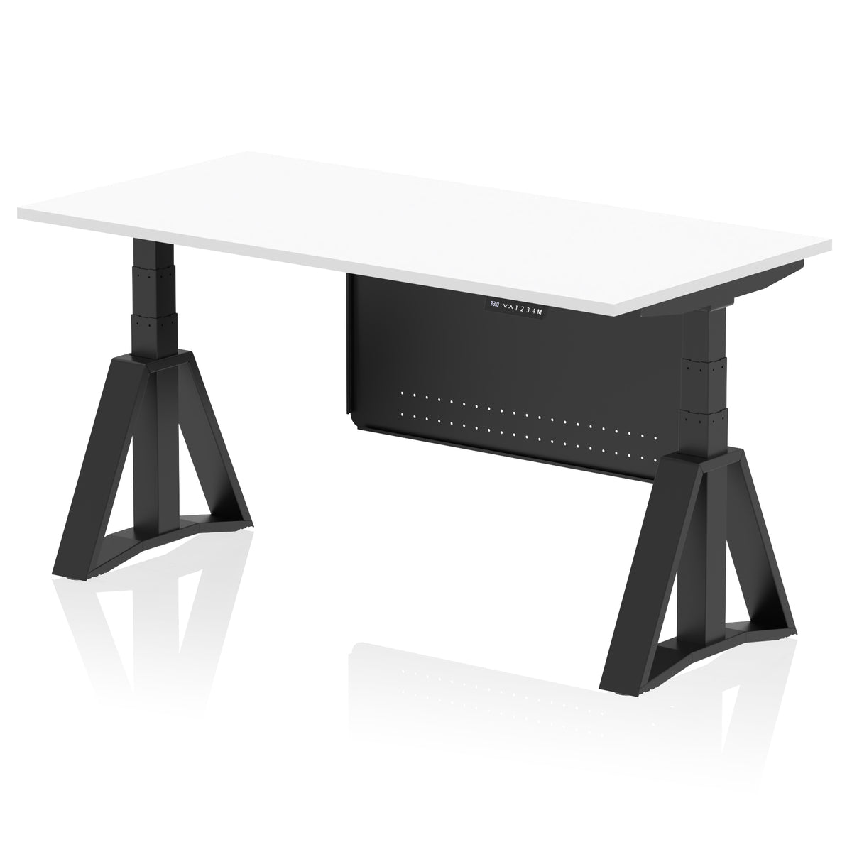 Air Height-Adjustable Desk with Steel Modesty Panel 1600 White Black - Industrious Decor