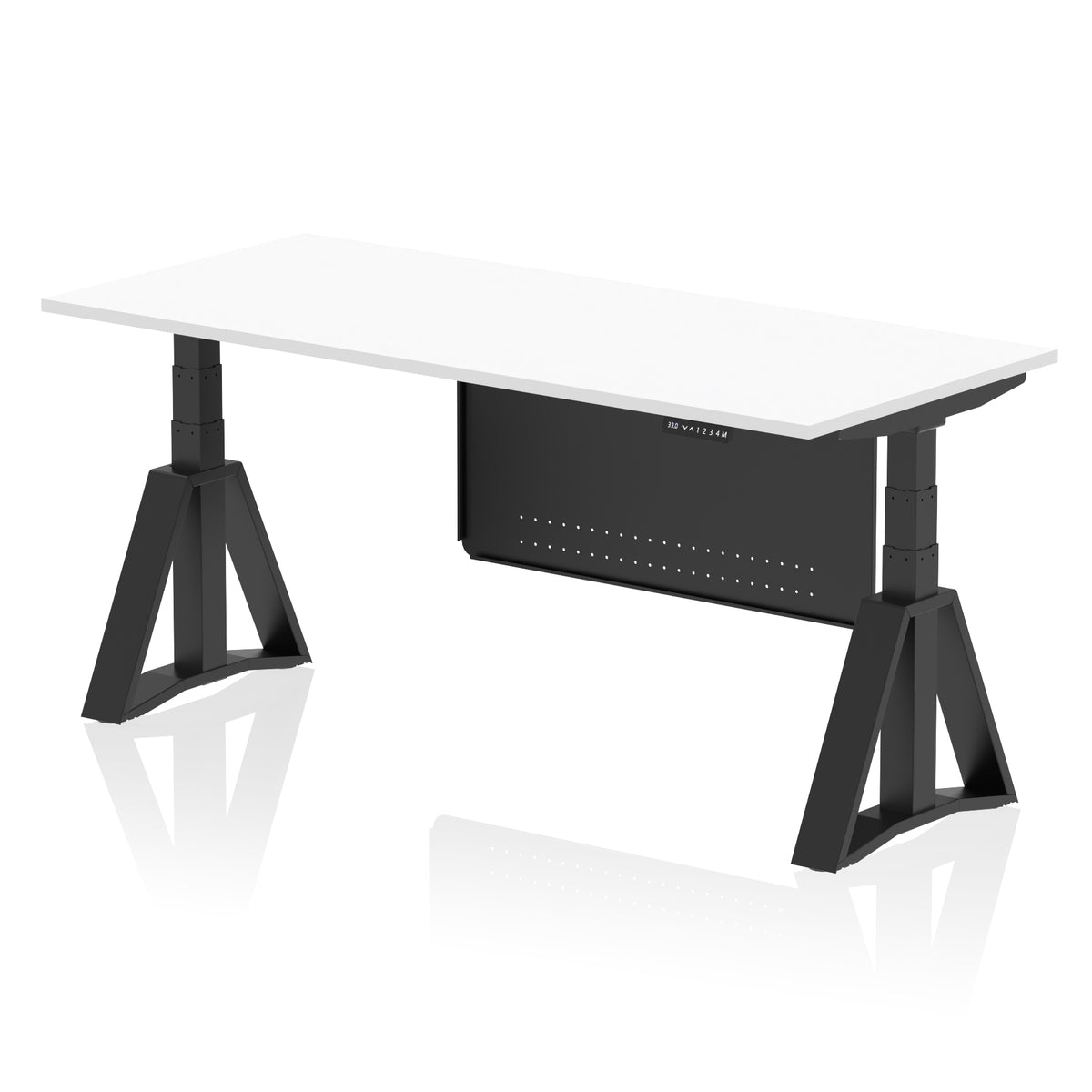 Air Height-Adjustable Desk with Steel Modesty Panel 1800 White Black - Industrious Decor