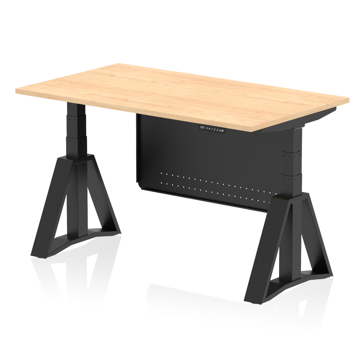 Air Height-Adjustable Desk with Steel Modesty Panel 1400 Maple Black - Industrious Decor