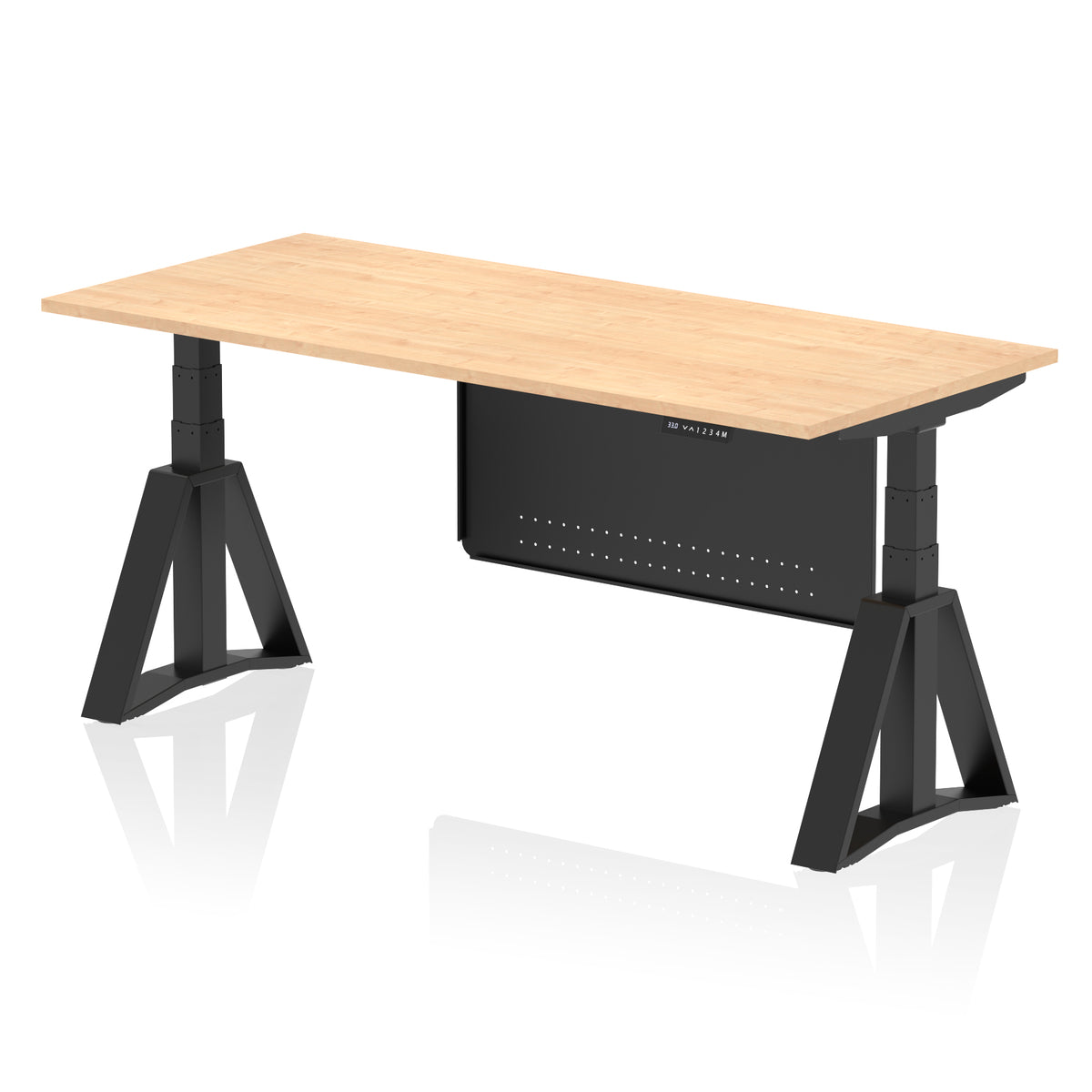Air Height-Adjustable Desk with Steel Modesty Panel 1800 Maple Black - Industrious Decor
