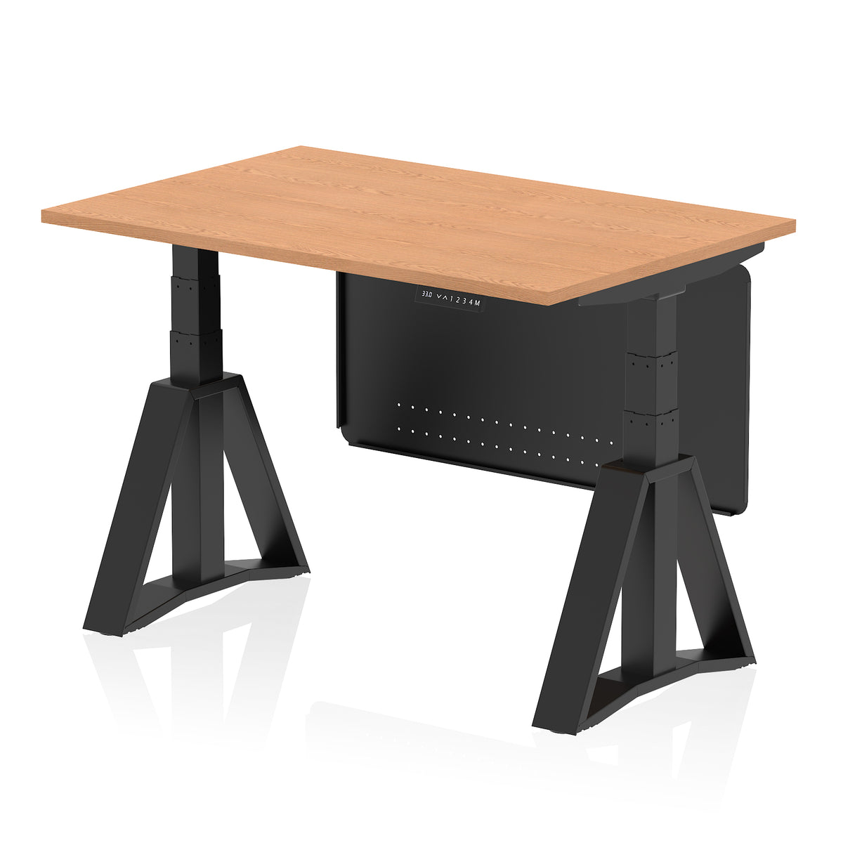 Air Height-Adjustable Desk with Steel Modesty Panel 1200 Oak Black - Industrious Decor