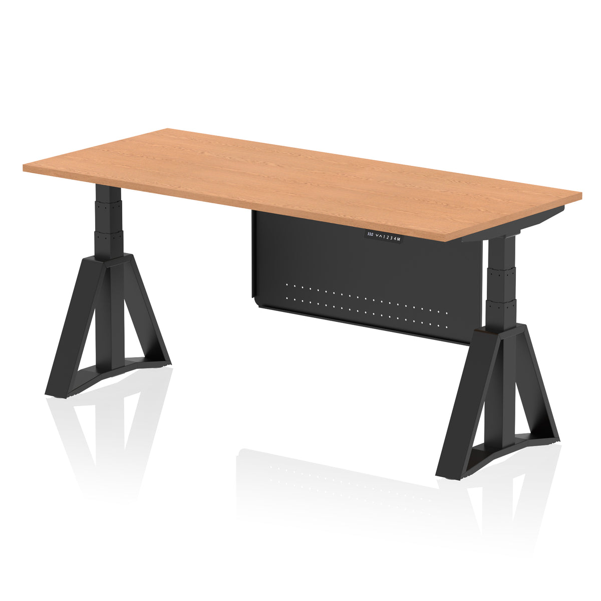 Air Height-Adjustable Desk with Steel Modesty Panel 1800 Oak Black - Industrious Decor