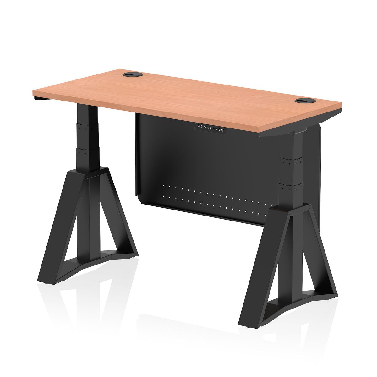 Air Piste Slimline Height Adjustable Desk 1200 Beech Black - Industrious Decor
