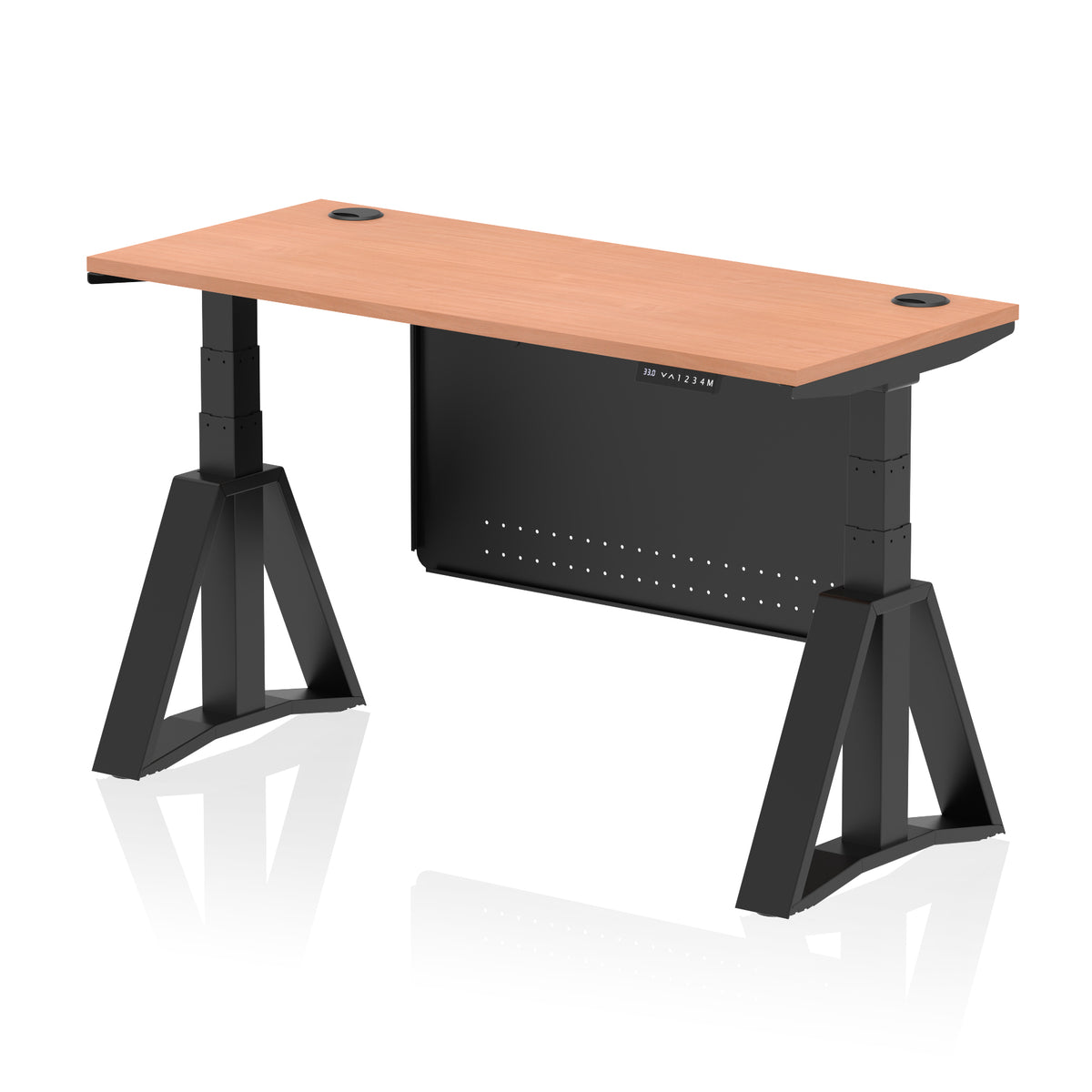 Air Piste Slimline Height Adjustable Desk 1400 Beech Black - Industrious Decor