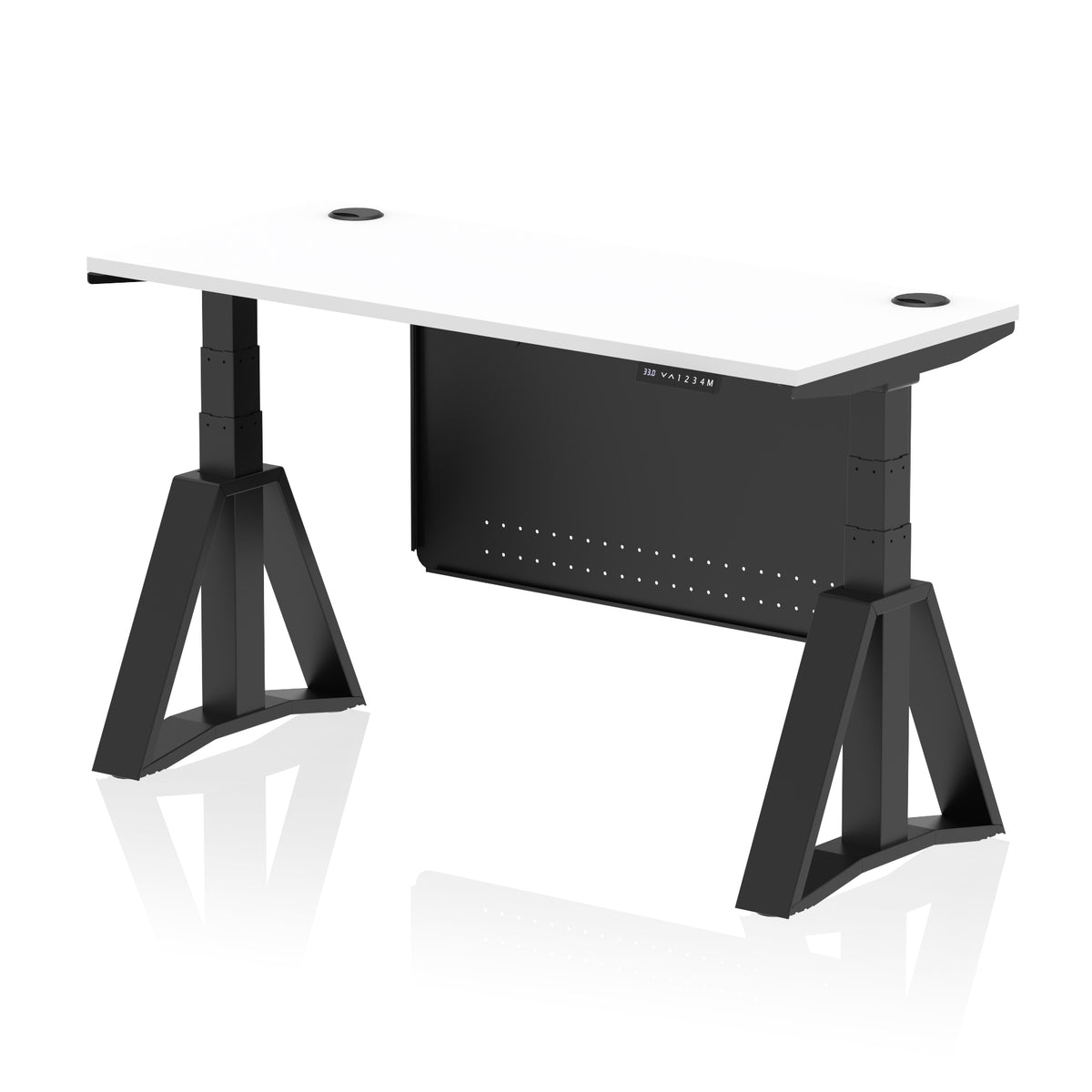 Air Piste Slimline Height Adjustable Desk 1400 White Black - Industrious Decor