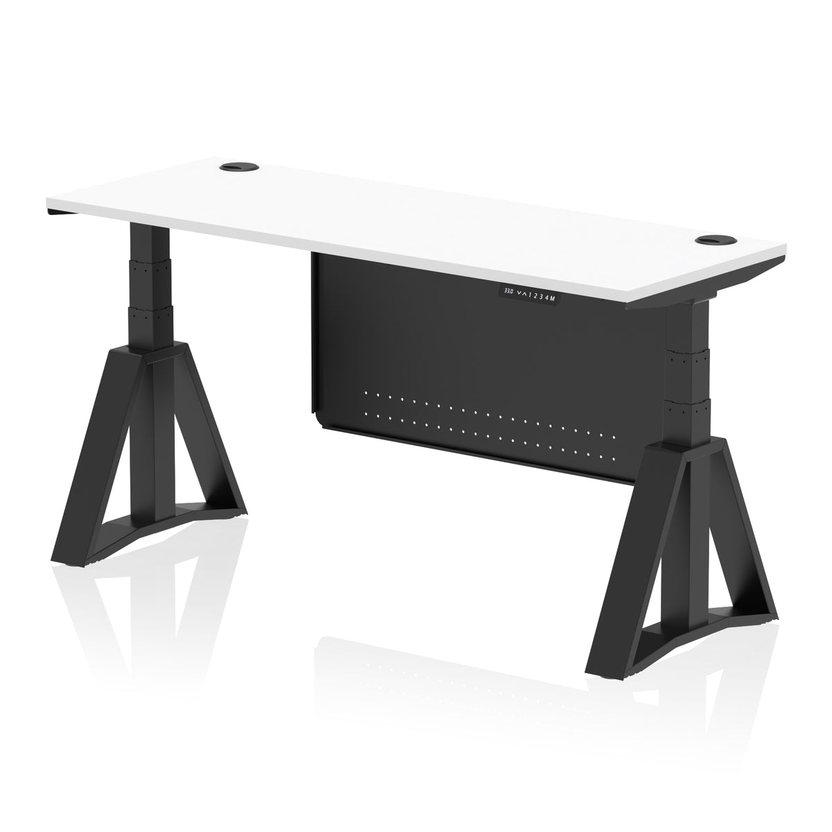 Air Piste Slimline Height Adjustable Desk 1600 White Black - Industrious Decor