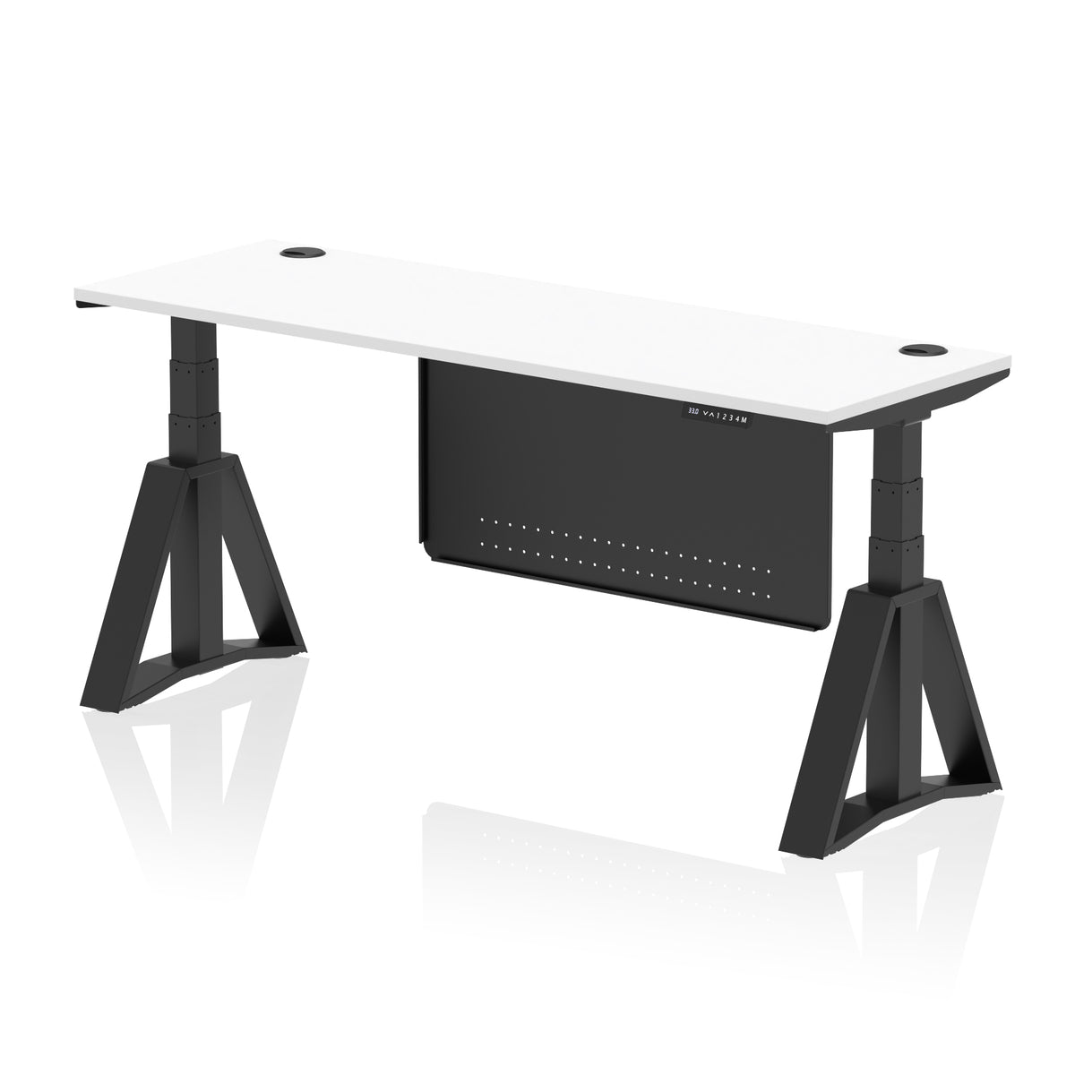 Air Piste Slimline Height Adjustable Desk 1800 White Black - Industrious Decor