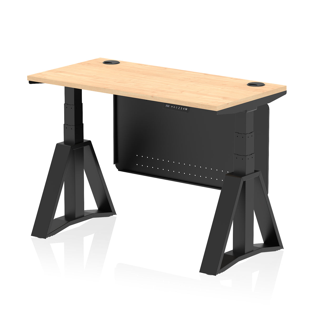 Air Piste Slimline Height Adjustable Desk 1200 Maple Black - Industrious Decor