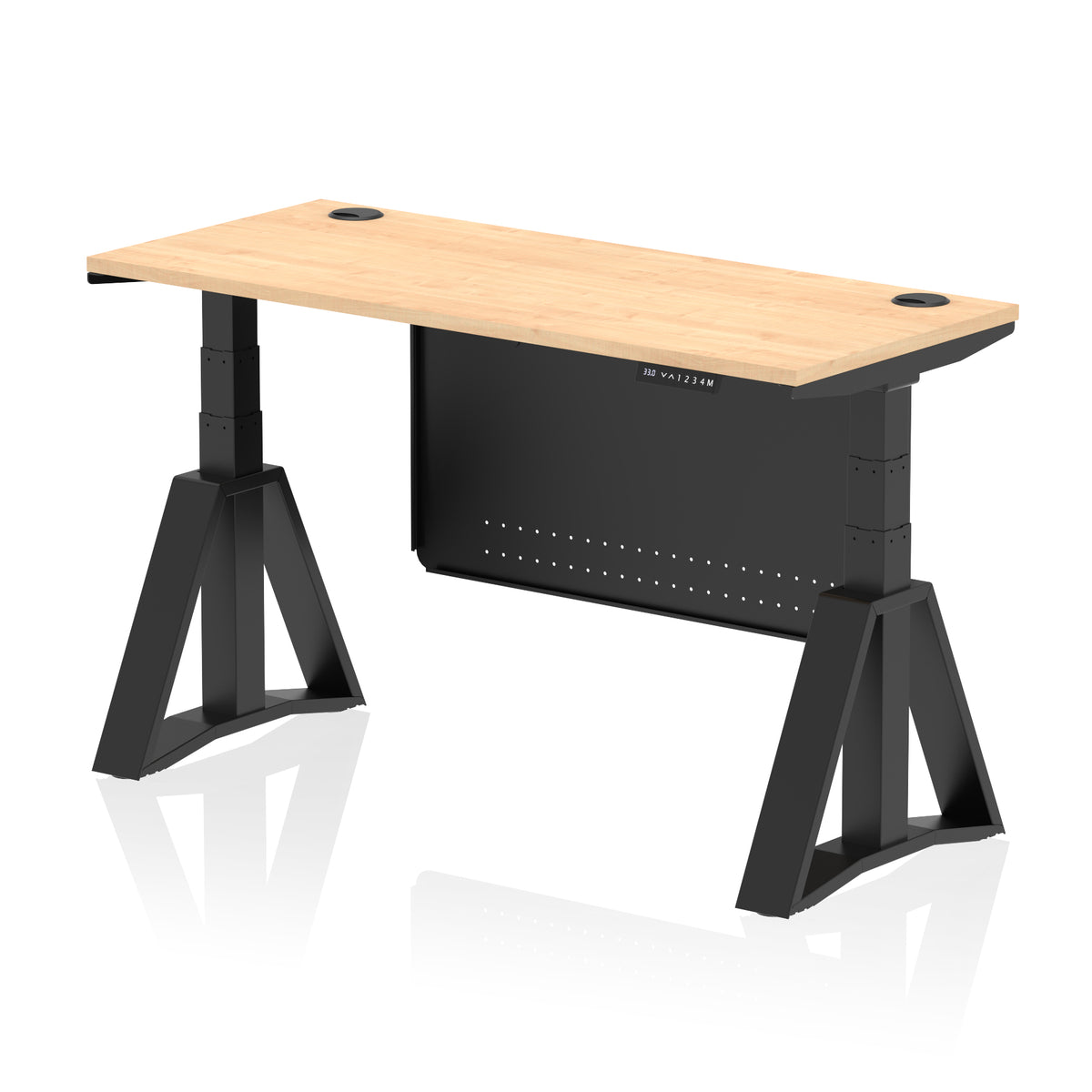 Air Piste Slimline Height Adjustable Desk 1400 Maple Black - Industrious Decor