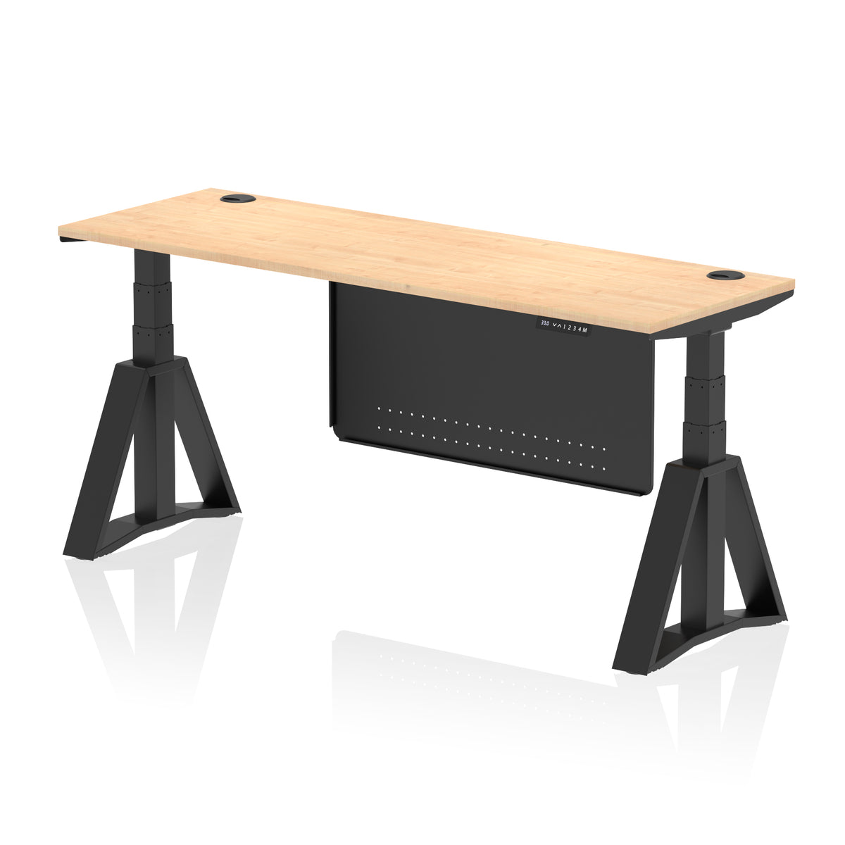 Air Piste Slimline Height Adjustable Desk 1800 Maple Black - Industrious Decor