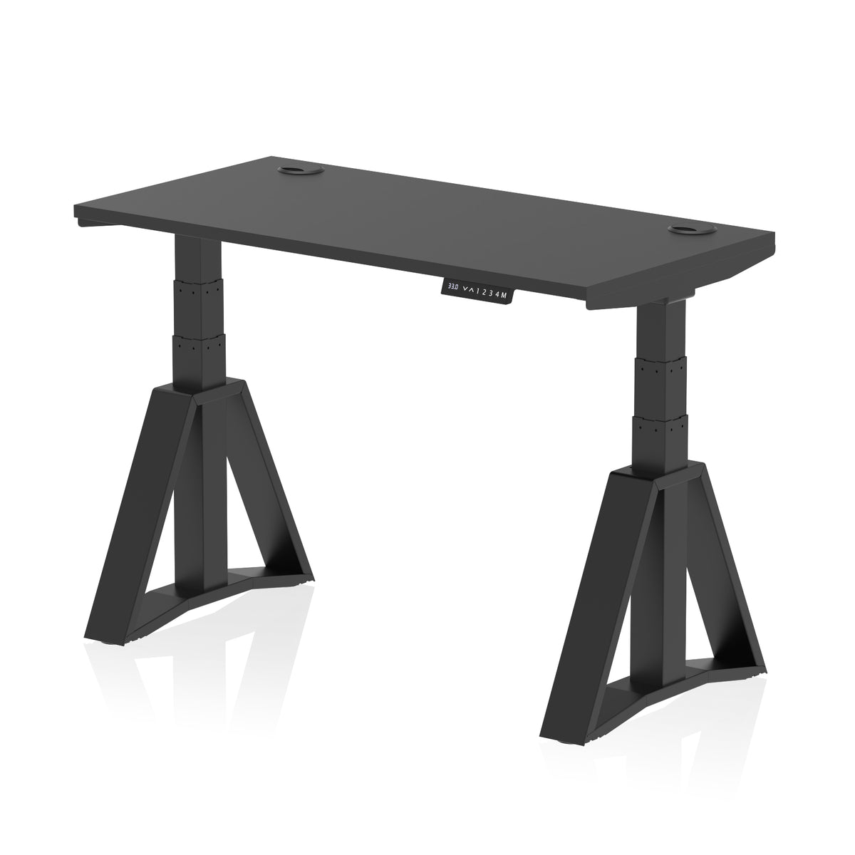 Air Piste Slimline Height Adjustable Desk with Cable Ports 1200 Black Black - Industrious Decor