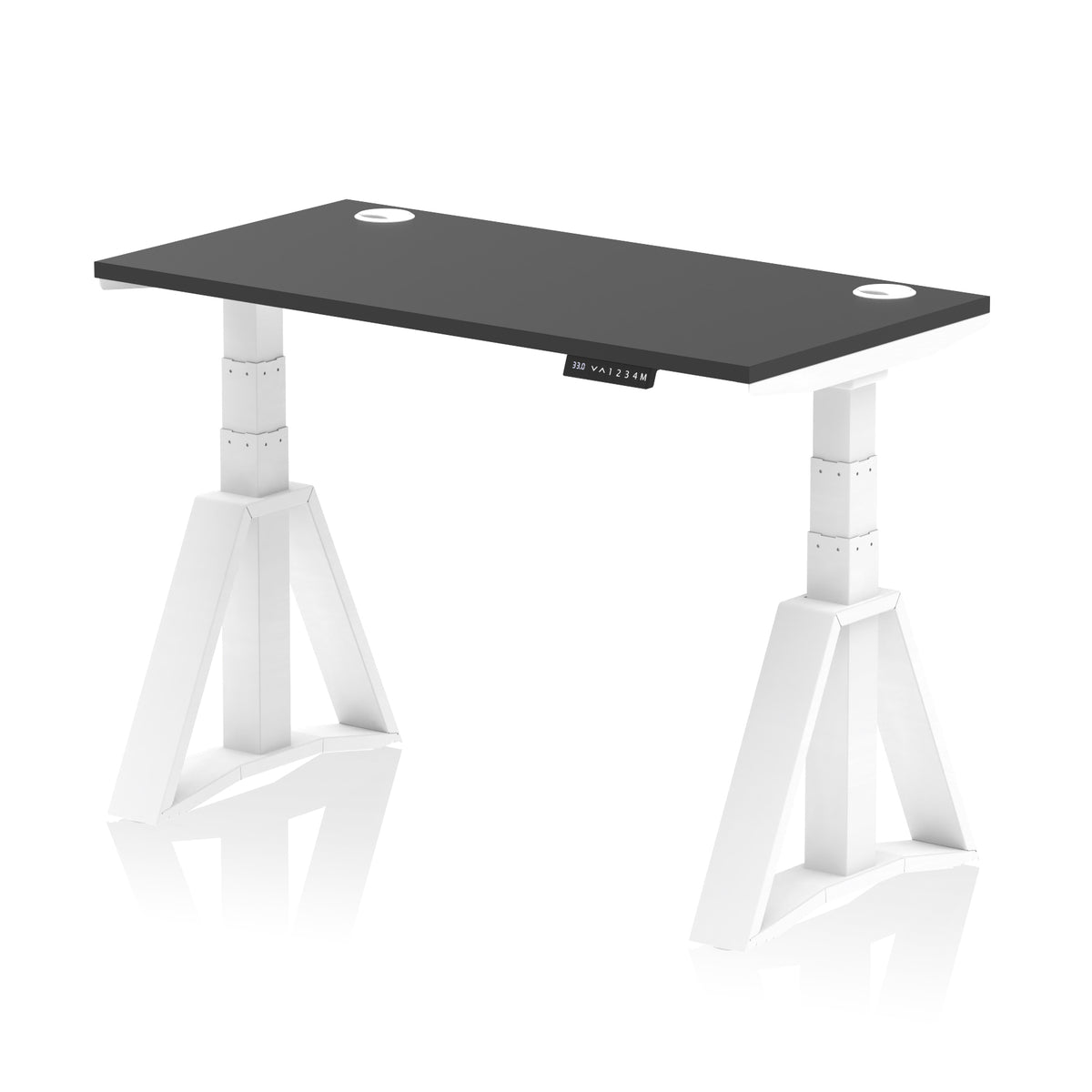 Air Piste Slimline Height Adjustable Desk with Cable Ports 1200 Black White - Industrious Decor