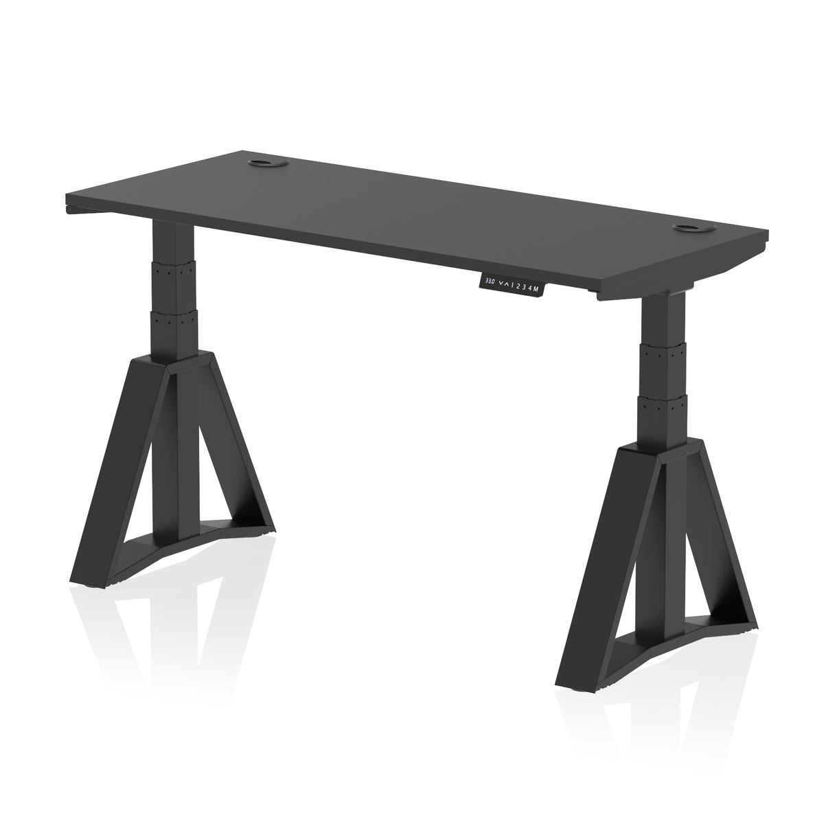 Air Piste Slimline Height Adjustable Desk with Cable Ports 1400 Black Black - Industrious Decor
