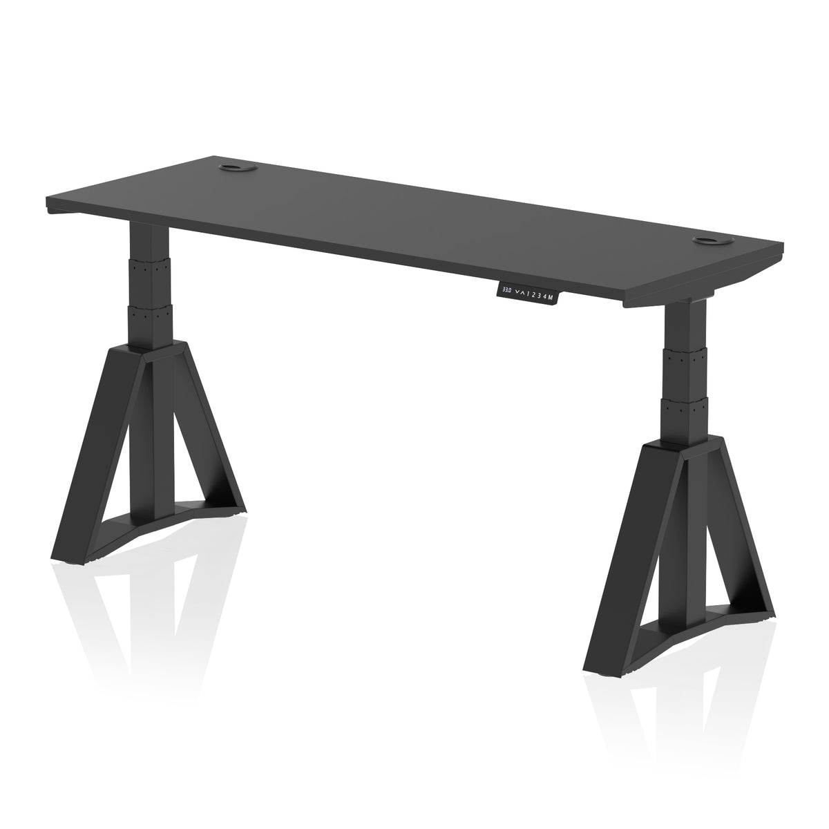 Air Piste Slimline Height Adjustable Desk with Cable Ports 1600 Black Black - Industrious Decor