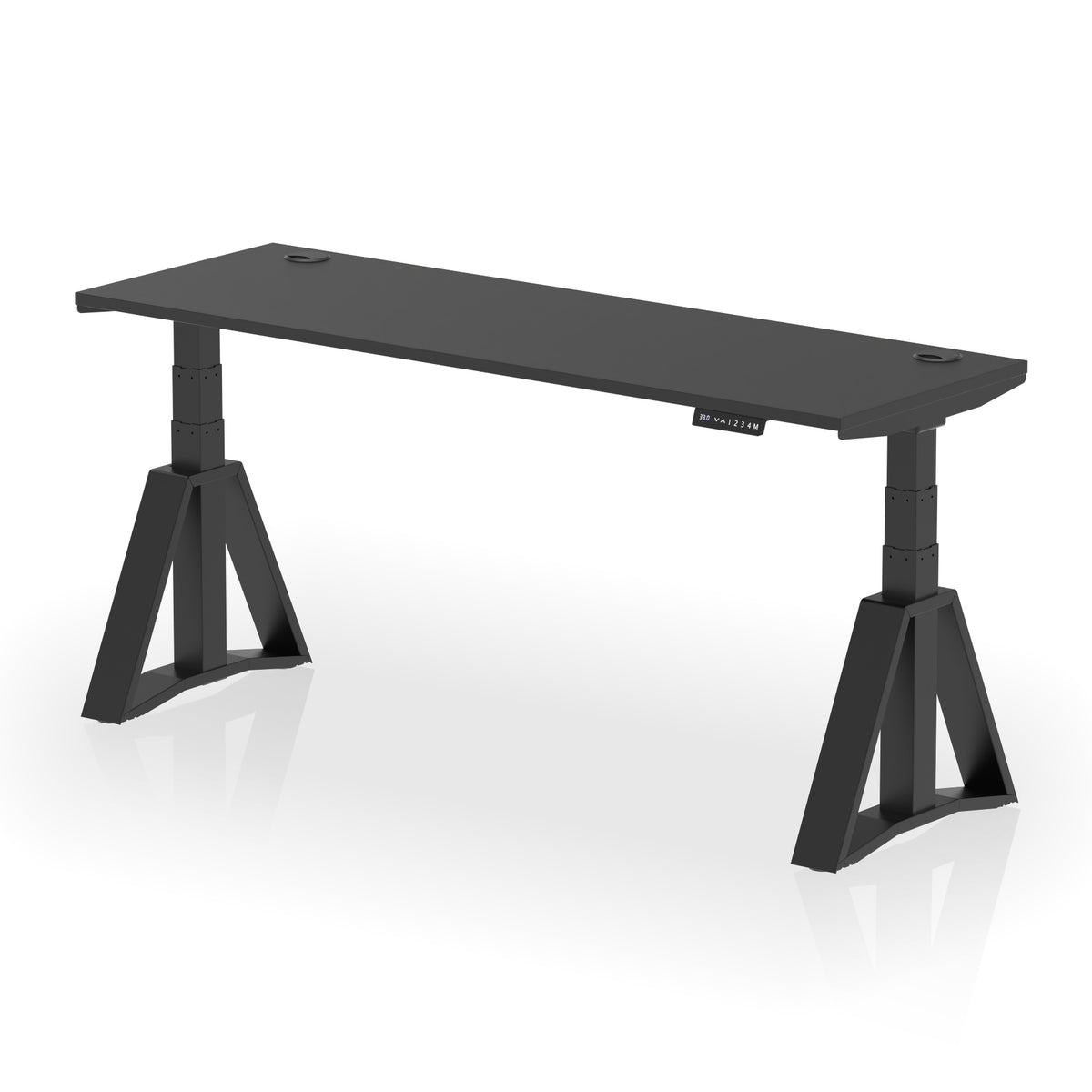 Air Piste Slimline Height Adjustable Desk with Cable Ports 1800 Black Black - Industrious Decor