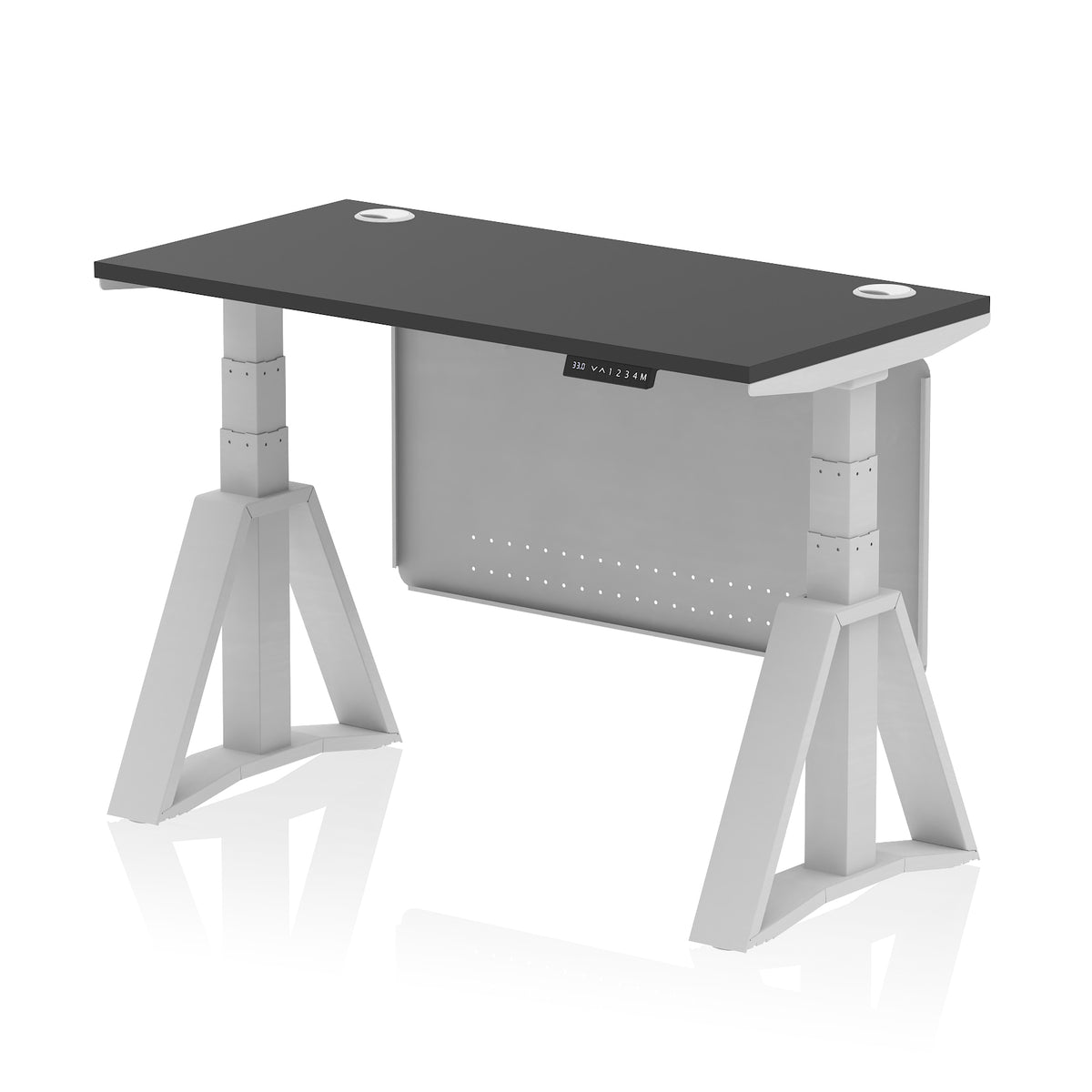 Air Piste Slimline Height Adjustable Desk 1200 Black Silver - Industrious Decor