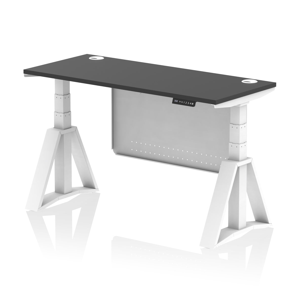 Air Piste Slimline Height Adjustable Desk 1400 Black White - Industrious Decor