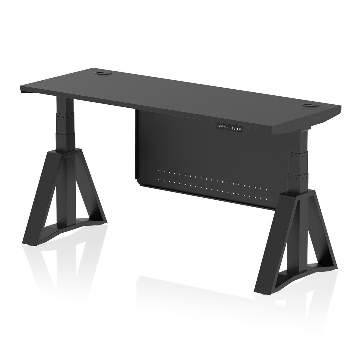 Air Piste Slimline Height Adjustable Desk 1600 Black Black - Industrious Decor