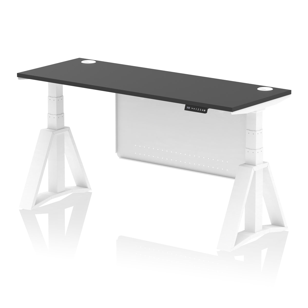 Air Piste Slimline Height Adjustable Desk 1600 Black White - Industrious Decor