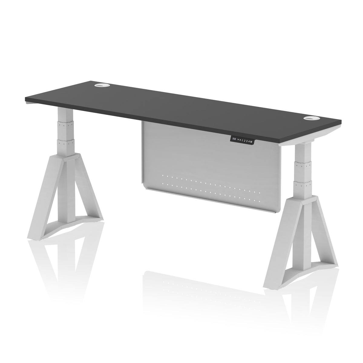 Air Piste Slimline Height Adjustable Desk 1800 Black Silver - Industrious Decor