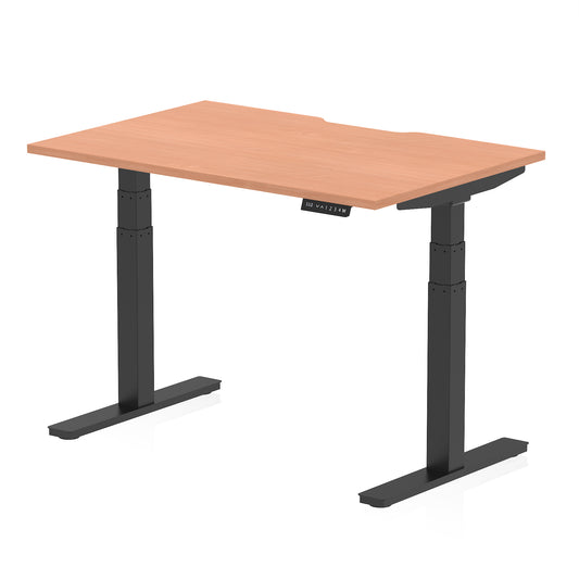 Air Scalloped Edge Height Adjustable Office Desk 1200mm Beech Black - Industrious Decor