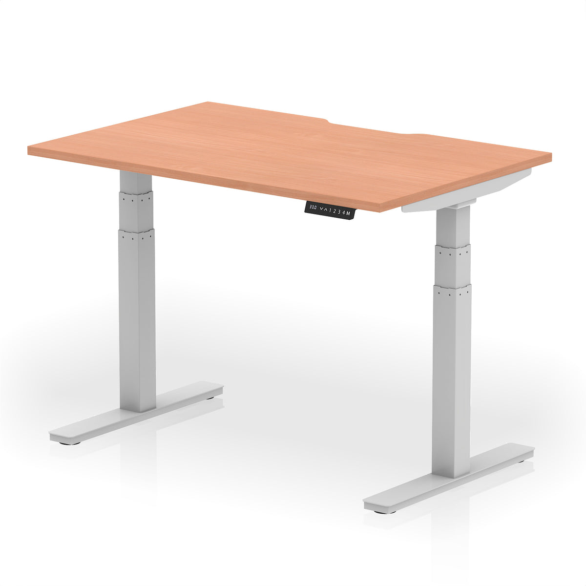 Air Scalloped Edge Height Adjustable Office Desk 1200mm Beech Silver - Industrious Decor