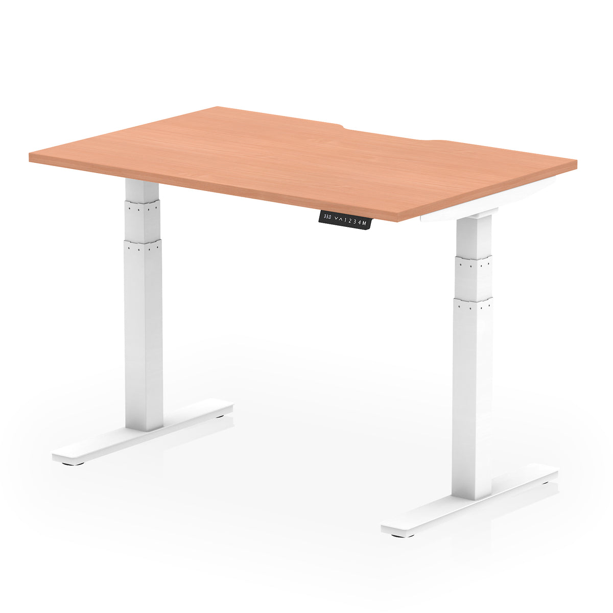 Air Scalloped Edge Height Adjustable Office Desk 1200mm Beech White - Industrious Decor