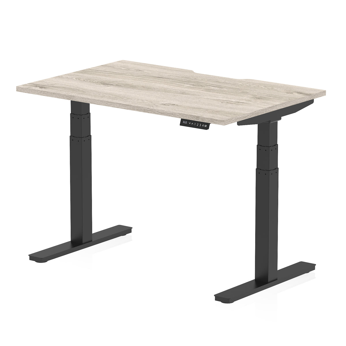 Air Scalloped Edge Height Adjustable Office Desk 1200mm Grey Oak Black - Industrious Decor