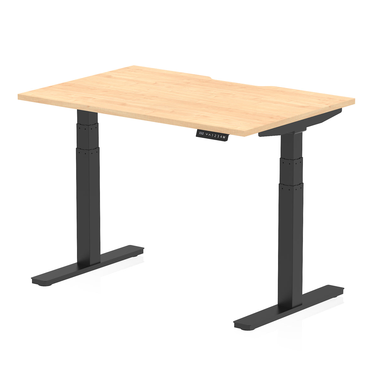 Air Scalloped Edge Height Adjustable Office Desk 1200mm Maple Black - Industrious Decor