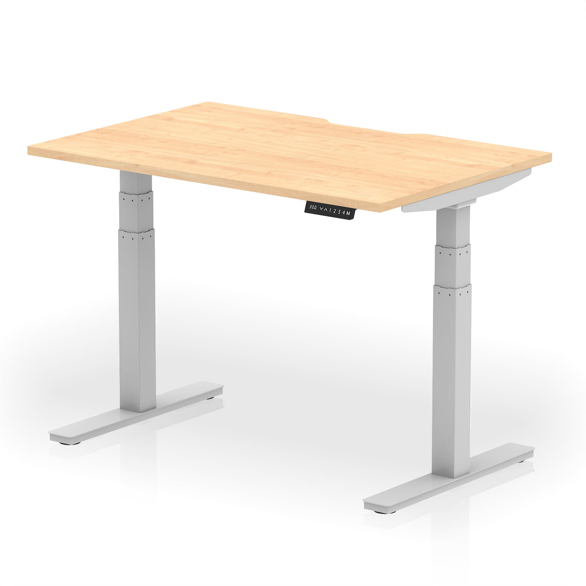 Air Scalloped Edge Height Adjustable Office Desk 1200mm Maple Silver - Industrious Decor
