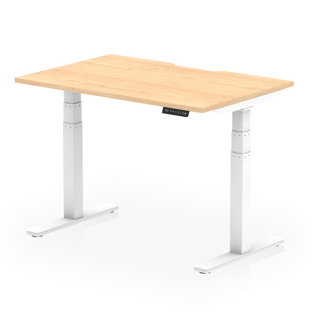 Air Scalloped Edge Height Adjustable Office Desk 1200mm Maple White - Industrious Decor