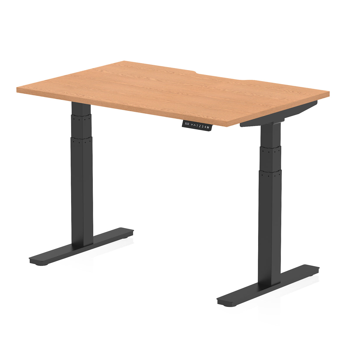Air Scalloped Edge Height Adjustable Office Desk 1200mm Oak Black - Industrious Decor