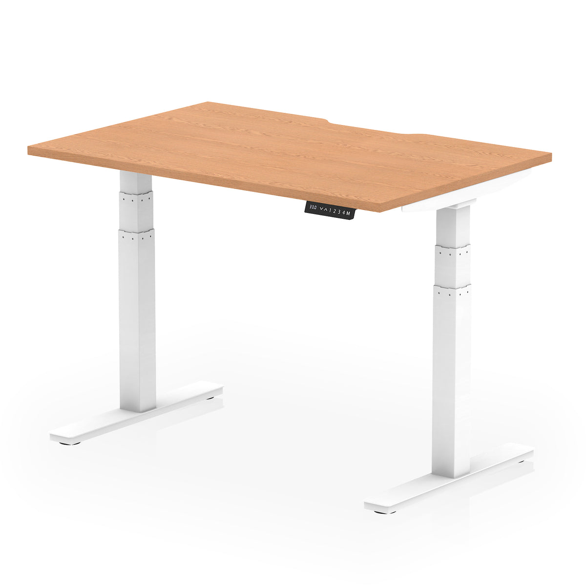 Air Scalloped Edge Height Adjustable Office Desk 1200mm Oak White - Industrious Decor