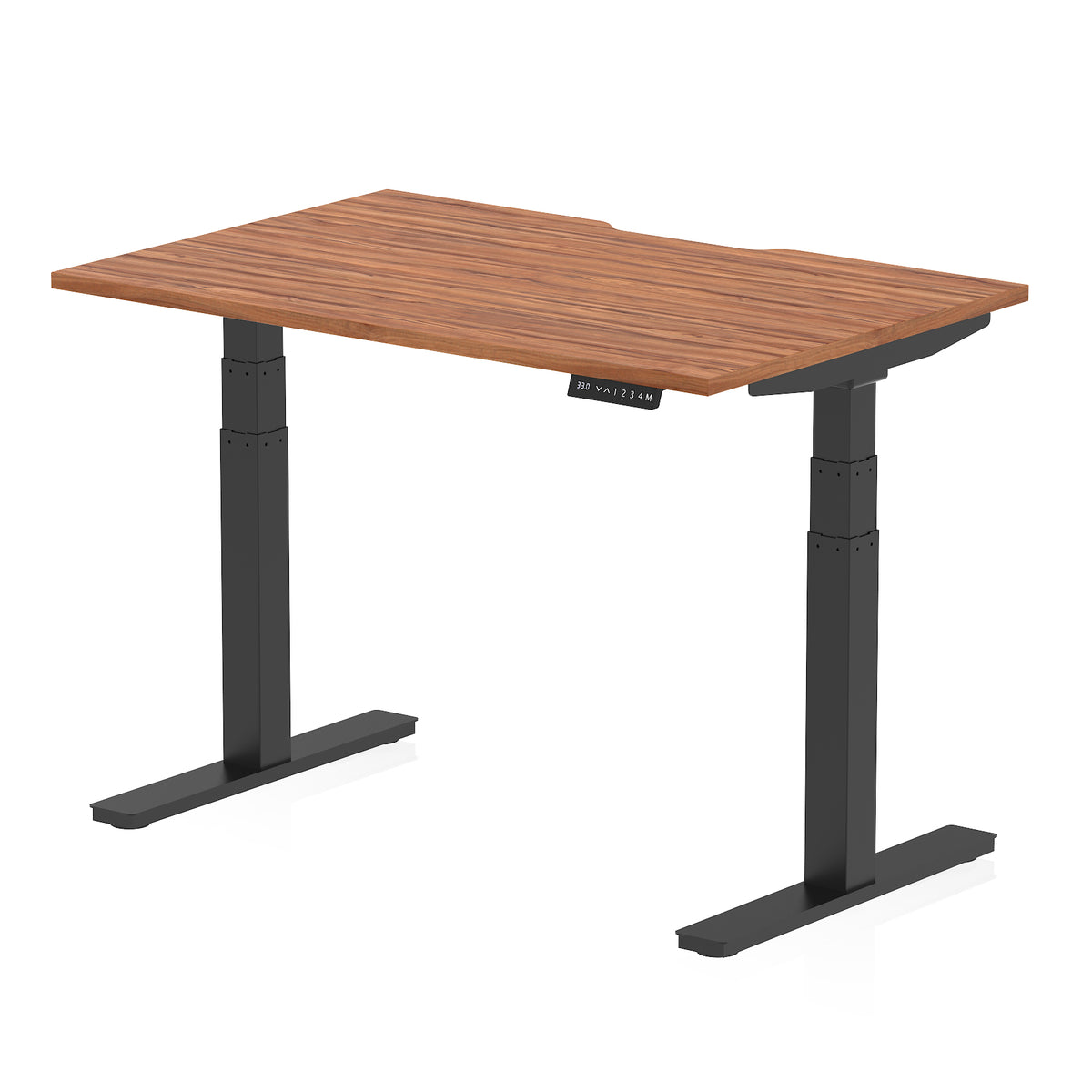 Air Scalloped Edge Height Adjustable Office Desk 1200mm Walnut Black - Industrious Decor