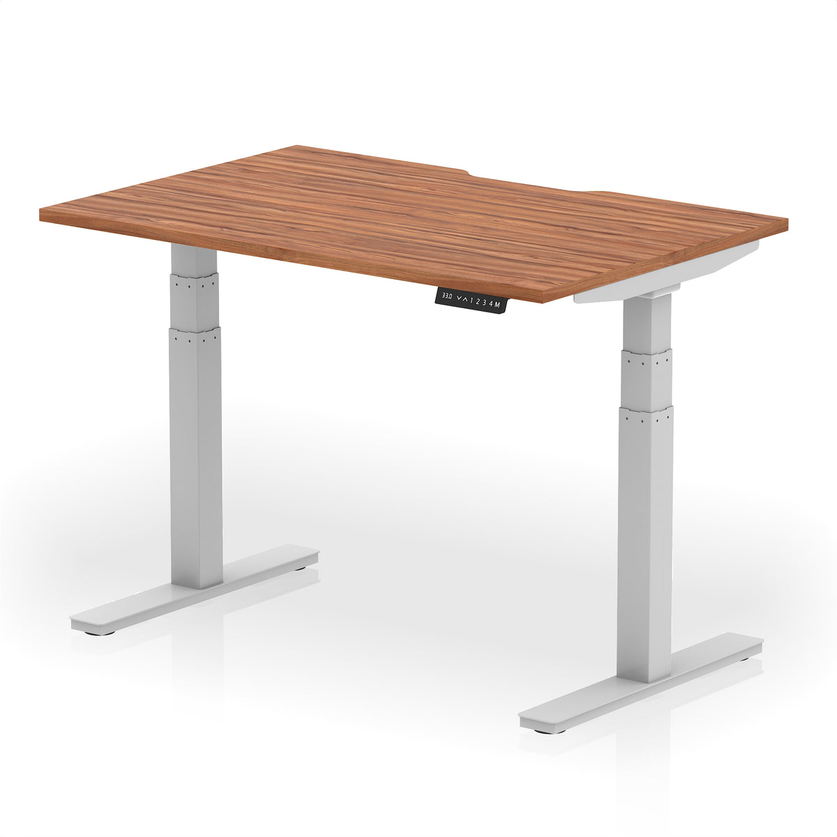 Air Scalloped Edge Height Adjustable Office Desk 1200mm Walnut Silver - Industrious Decor