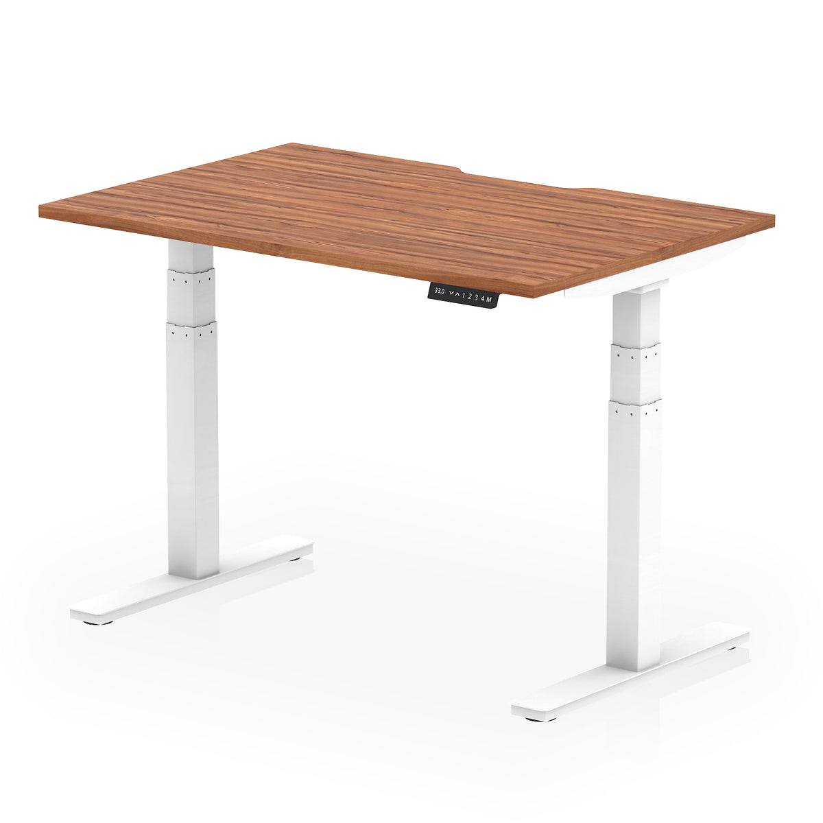 Air Scalloped Edge Height Adjustable Office Desk 1200mm Walnut White - Industrious Decor