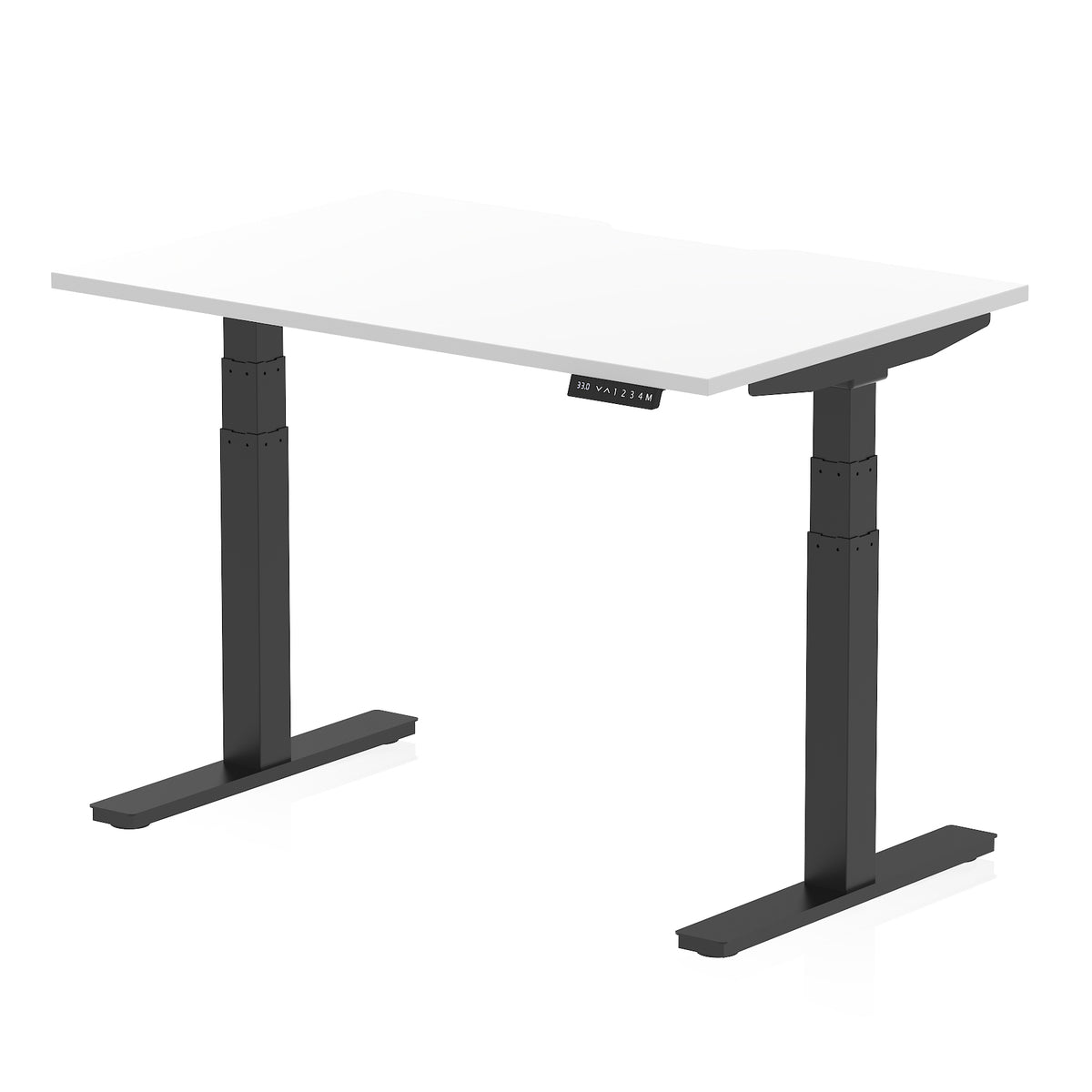 Air Scalloped Edge Height Adjustable Office Desk 1200mm White Black - Industrious Decor