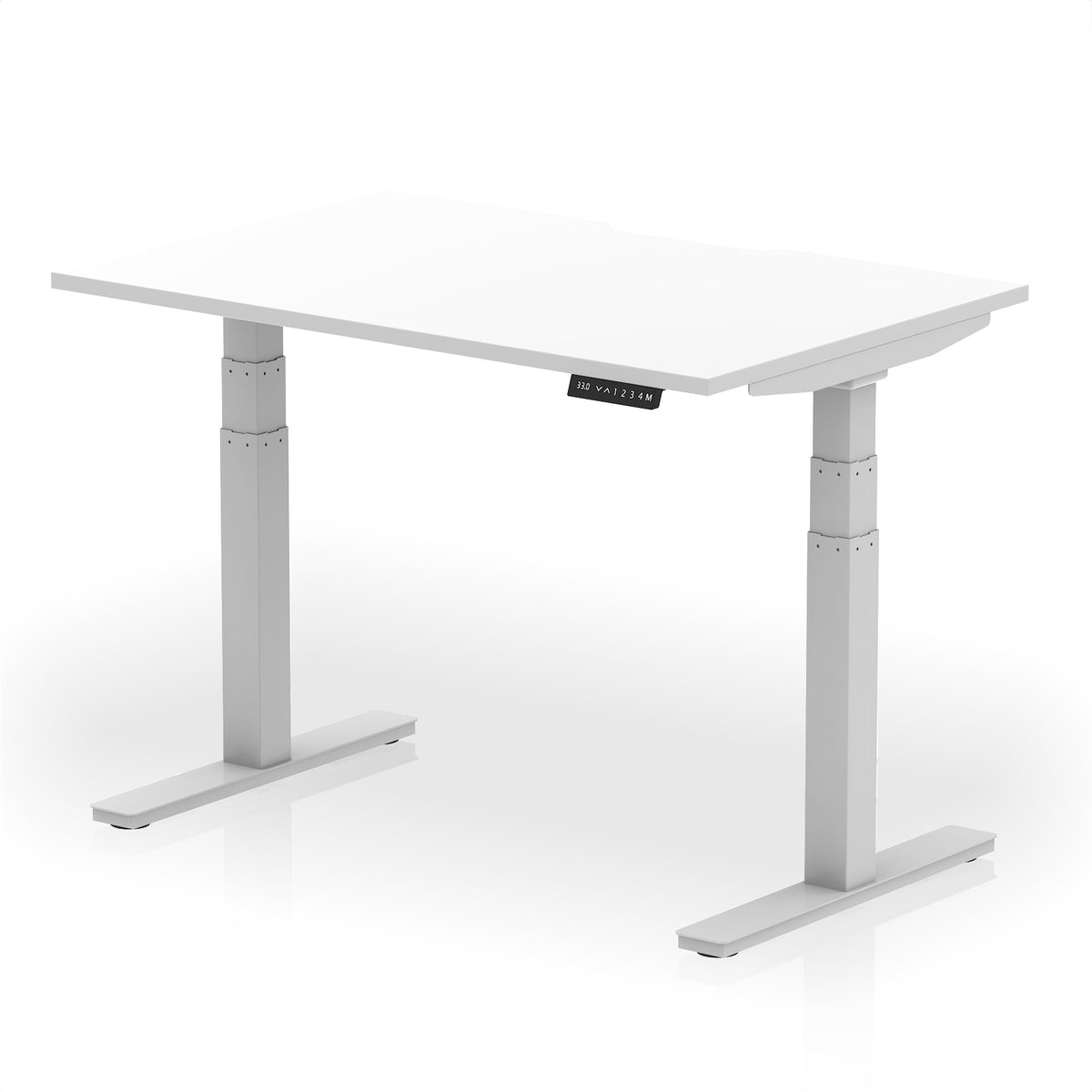 Air Scalloped Edge Height Adjustable Office Desk 1200mm White Silver - Industrious Decor