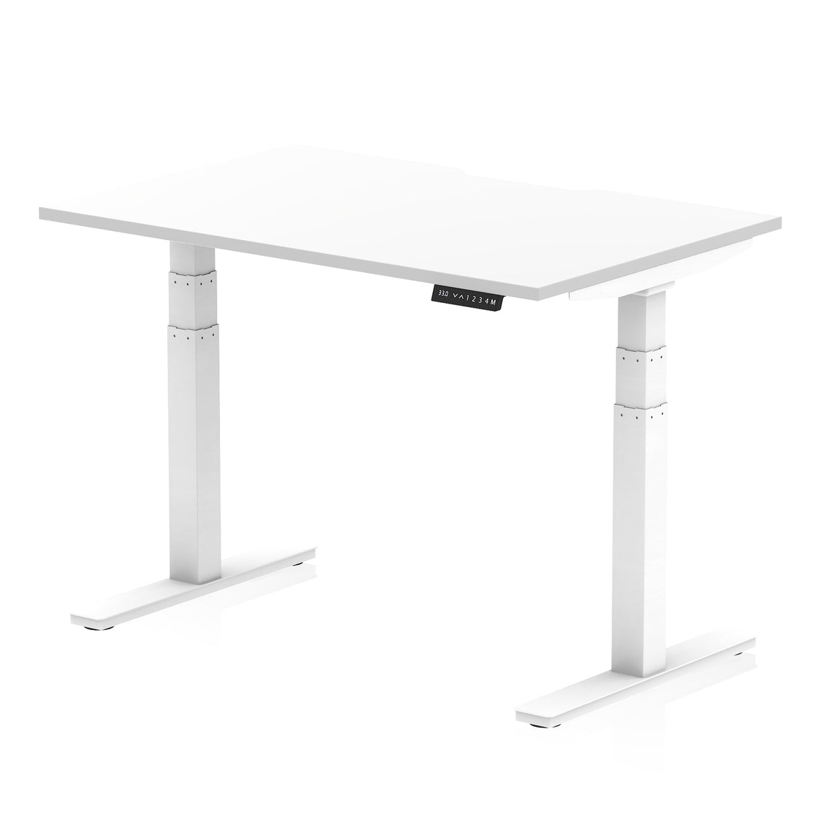 Air Scalloped Edge Height Adjustable Office Desk 1200mm White White - Industrious Decor