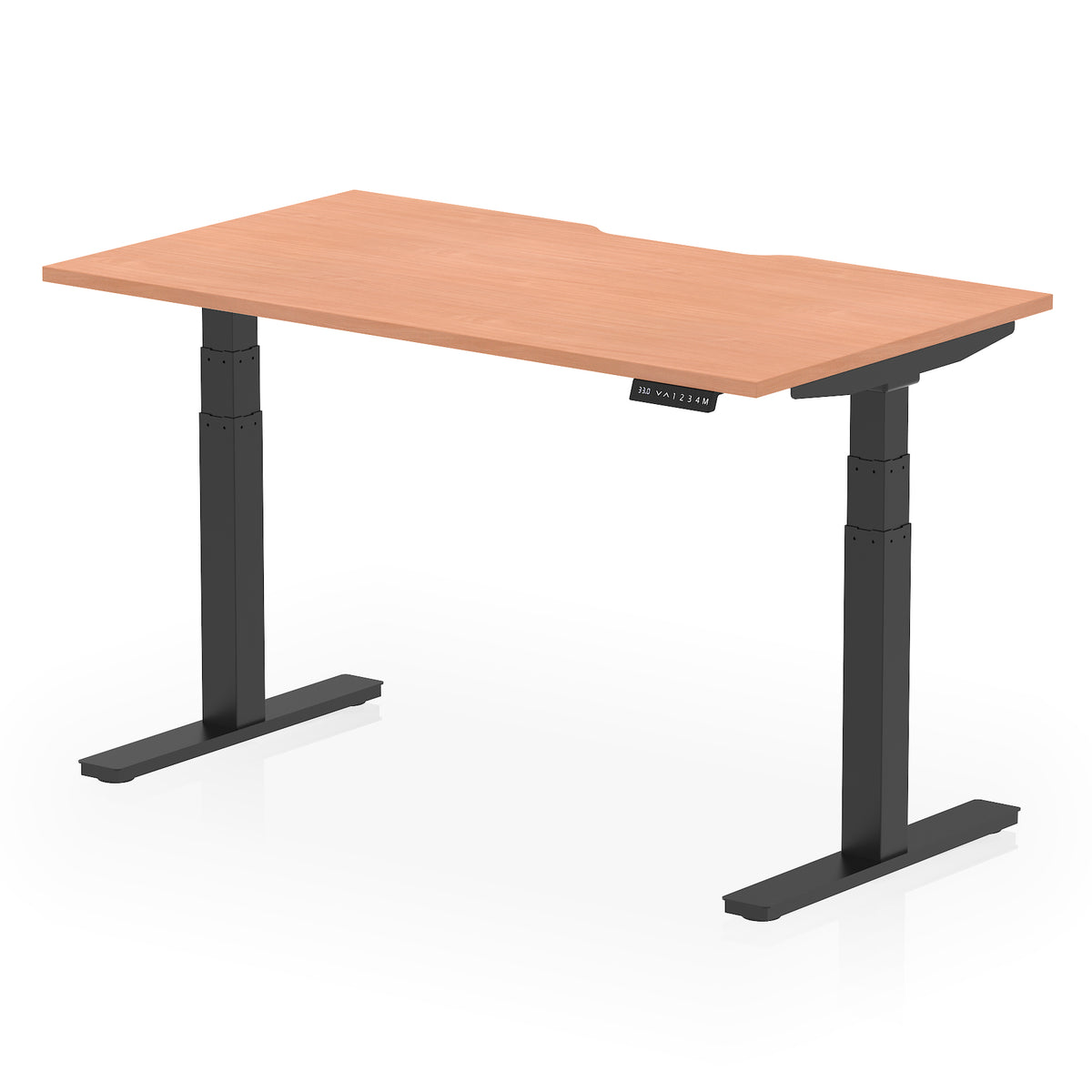 Air Scalloped Edge Height Adjustable Office Desk 1400mm Beech Black - Industrious Decor