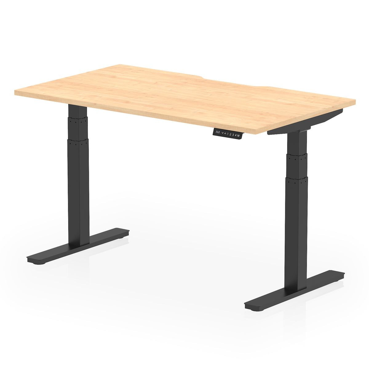 Air Scalloped Edge Height Adjustable Office Desk 1400mm Maple Black - Industrious Decor