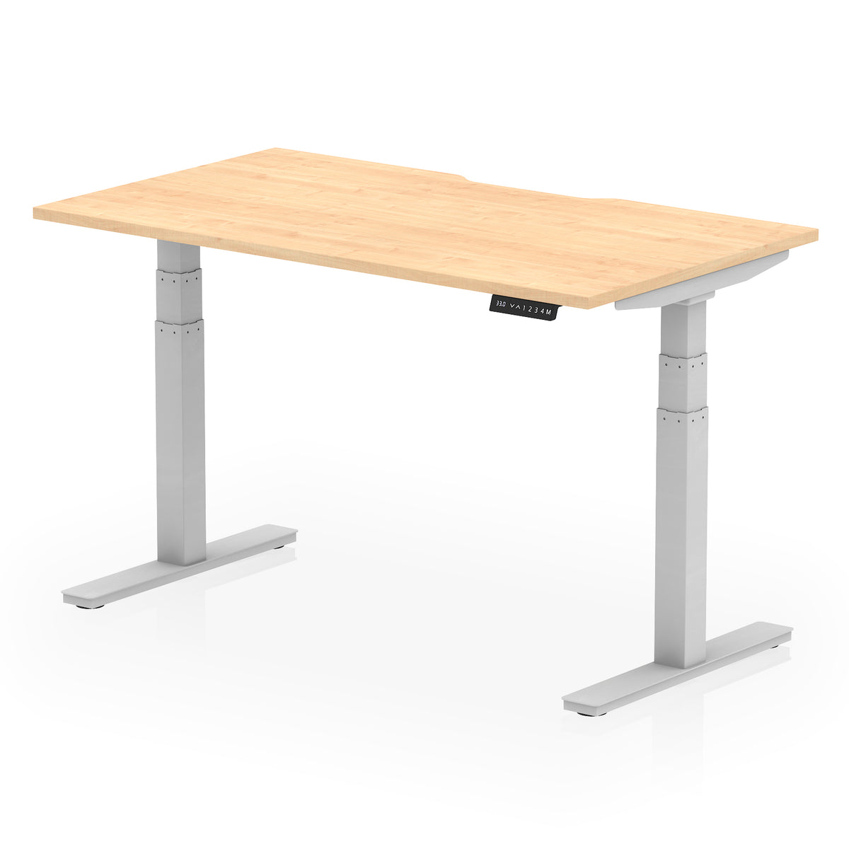 Air Scalloped Edge Height Adjustable Office Desk 1400mm Maple Silver - Industrious Decor