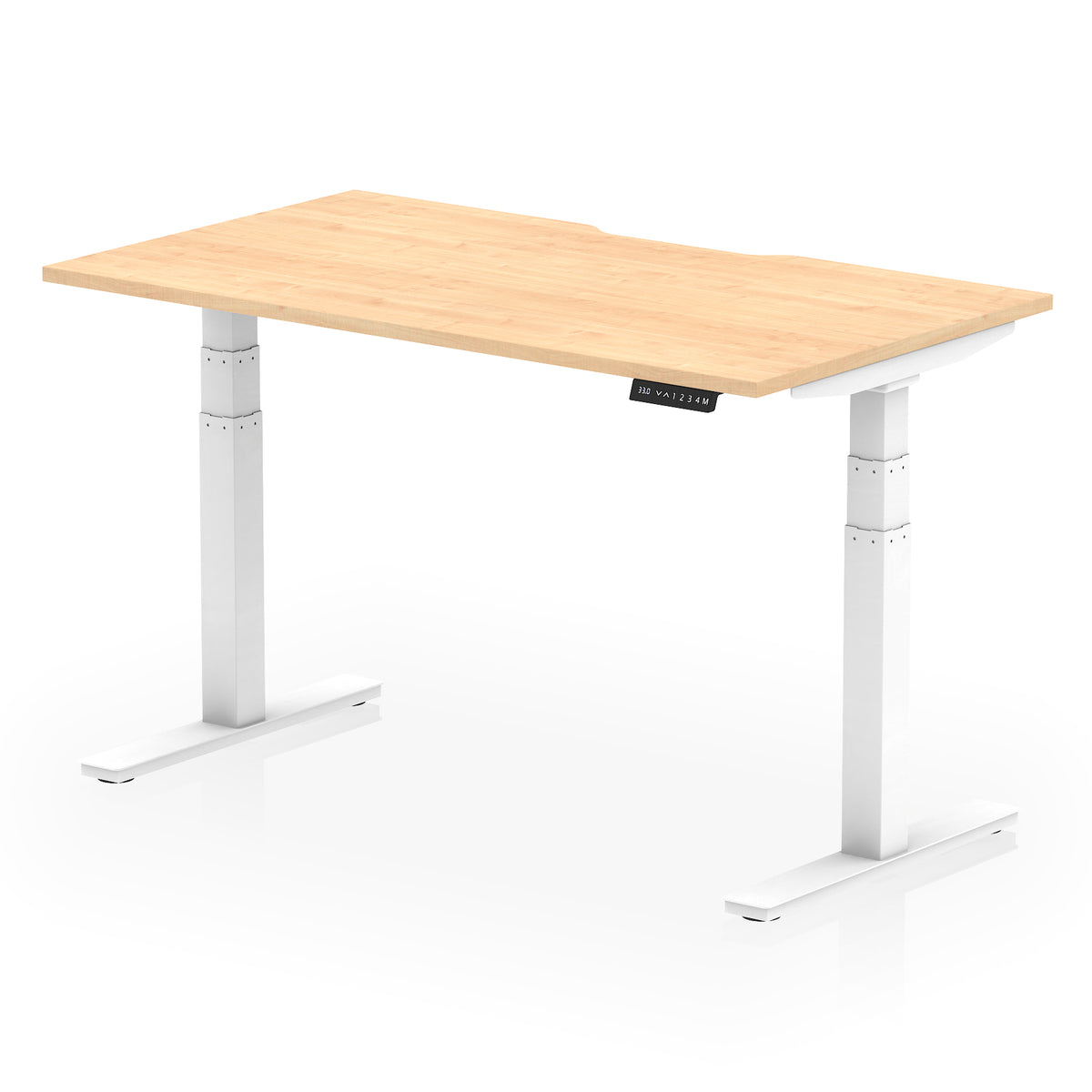 Air Scalloped Edge Height Adjustable Office Desk 1400mm Maple White - Industrious Decor