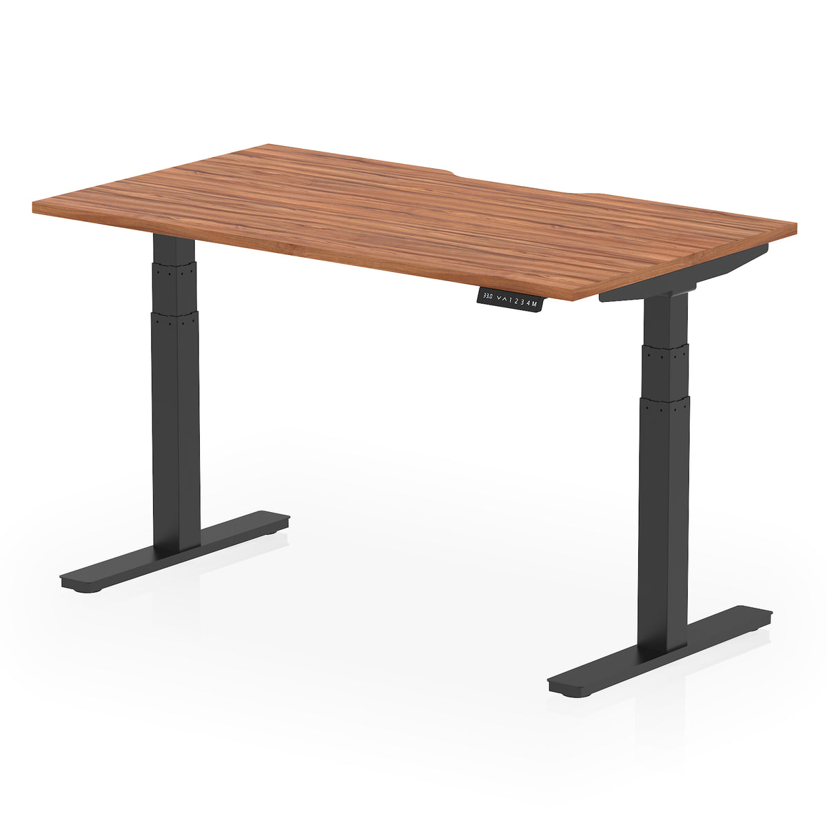 Air Scalloped Edge Height Adjustable Office Desk 1400mm Walnut Black - Industrious Decor